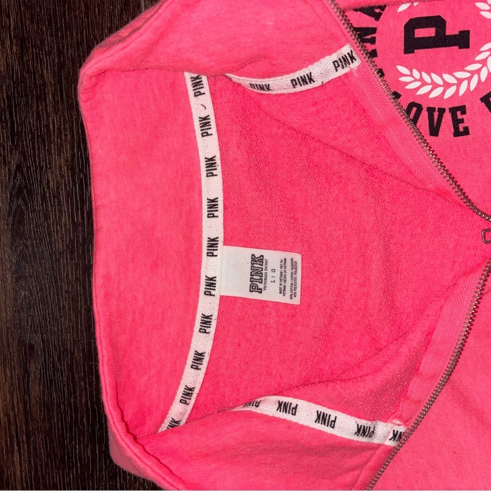 Victoria's Secret Women's Pink 1/4 Zip Cotton Blend Pullover Sweatshirt - Picture 5 of 6